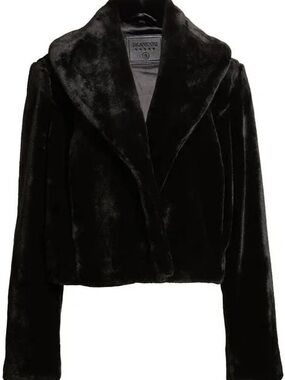Blank NYC Black Faux Fur Cropped Teddy Jacket